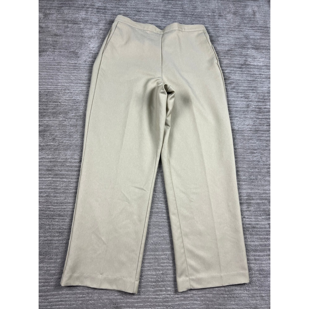 Alfred Dunner Pants Womens 10 Beige Pull On Straight Leg Elastic Waist 27396